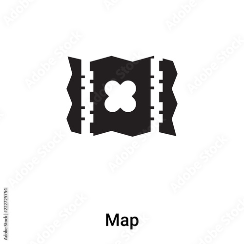 Map icon vector isolated on white background, logo concept of Map sign on transparent background, black filled symbol