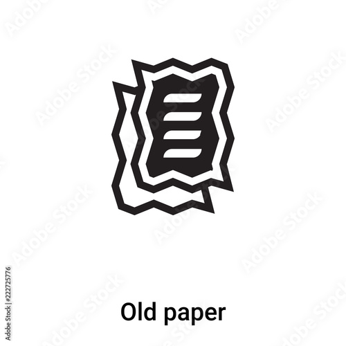 Old paper icon vector isolated on white background, logo concept of Old paper sign on transparent background, black filled symbol