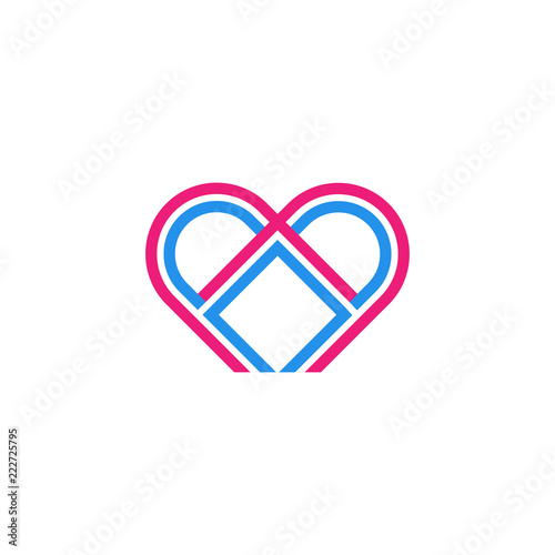vector heart logo, symbol of Love. Sign of Valentine's Day, emblem of white background, love