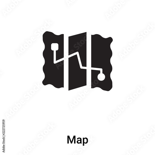 Map icon vector isolated on white background, logo concept of Map sign on transparent background, black filled symbol