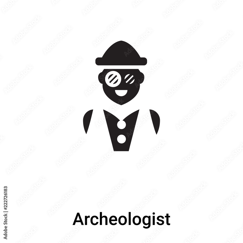Archeologist icon vector isolated on white background, logo concept of Archeologist sign on transparent background, black filled symbol