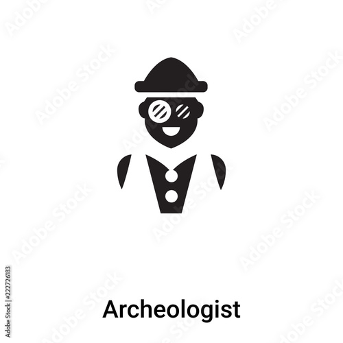 Archeologist icon vector isolated on white background, logo concept of Archeologist sign on transparent background, black filled symbol
