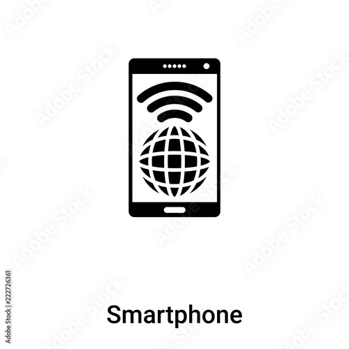 Smartphone icon vector isolated on white background, logo concept of Smartphone sign on transparent background, black filled symbol