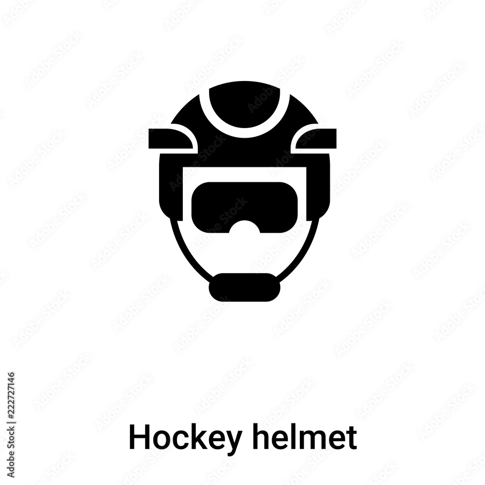 Hockey helmet icon vector isolated on white background, logo concept of Hockey helmet sign on transparent background, black filled symbol Hockey helmet icon vector isolated on white background, logo concept of Hockey helmet sign on transparent background, black filled symbol