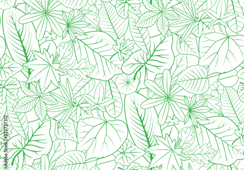 green outline leaves backdrop seamless for nature decoration