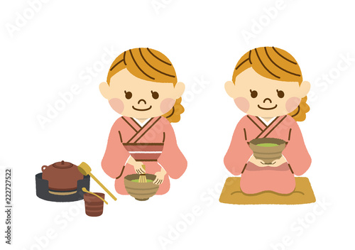 お茶を点てる女性
