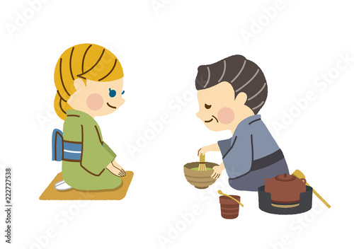 お茶を点てる男性