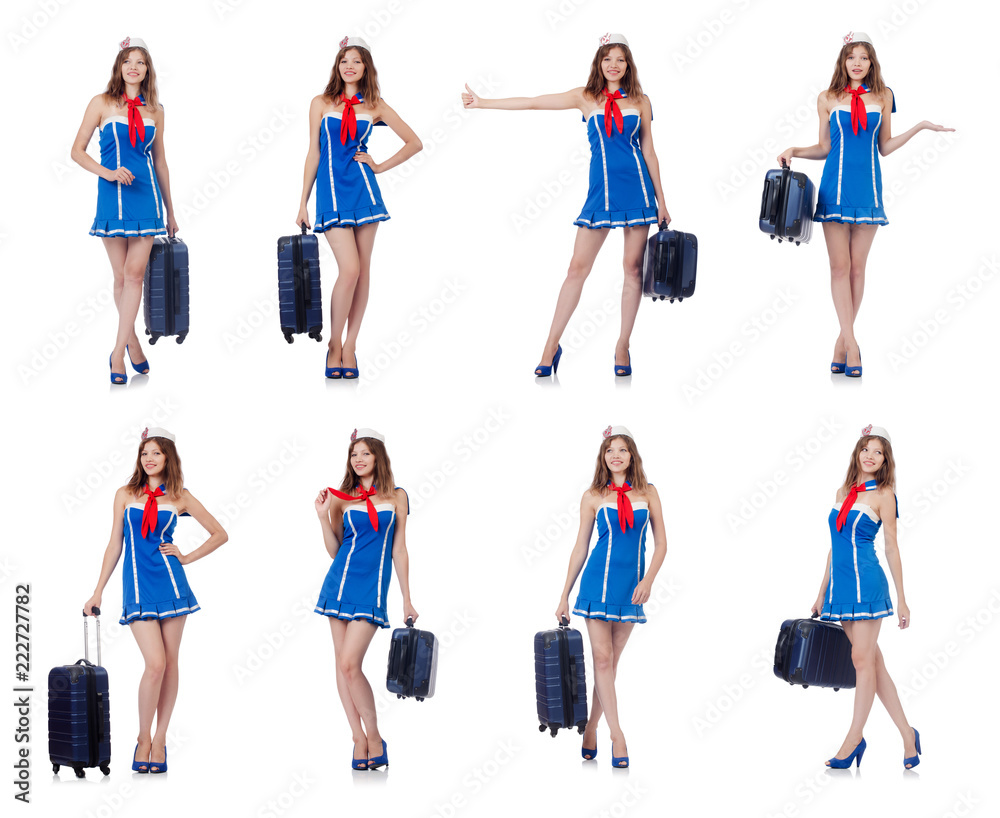 Woman with suitacases preparing for summer vacation Woman with suitacases preparing for summer vacation