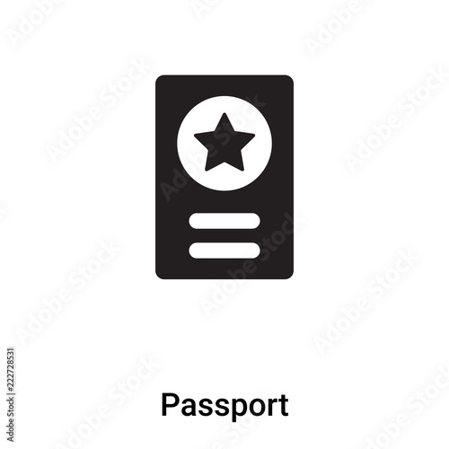 Passport icon vector isolated on white background, logo concept of Passport sign on transparent background, black filled symbol