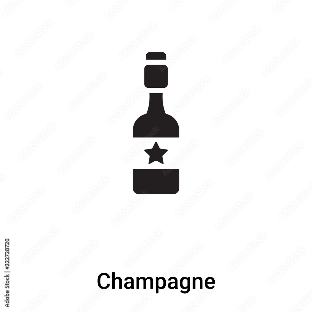 Champagne icon vector isolated on white background, logo concept of Champagne sign on transparent background, black filled symbol Champagne icon vector isolated on white background, logo concept of Champagne sign on transparent background, black filled symbol
