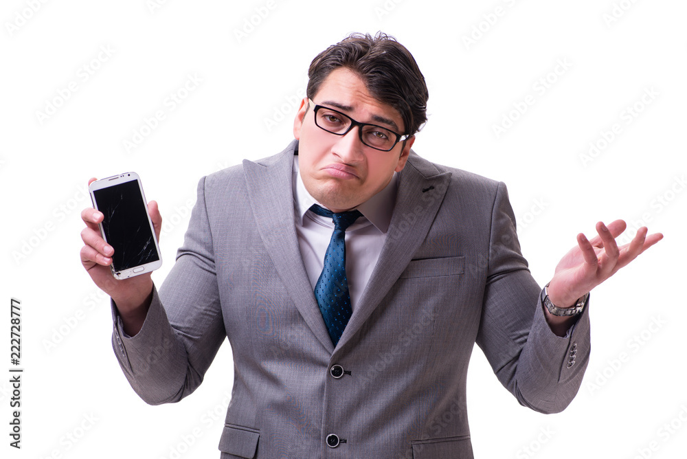 Businessman with mobile phone isolated on white Businessman with mobile phone isolated on white