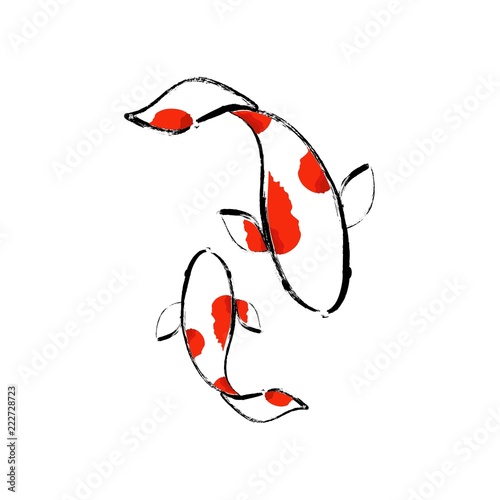 Koi logo japan fish japanese symbol background illustration vector stock
