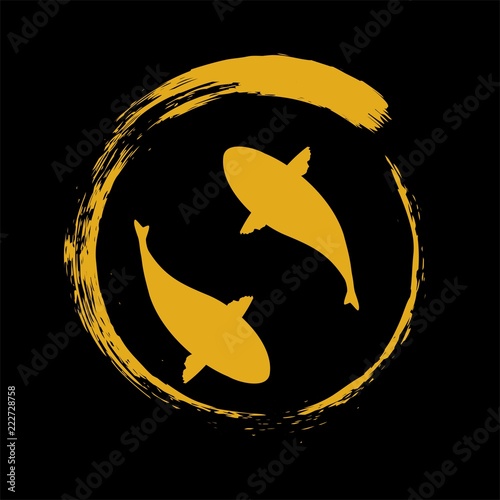 Koi logo japan fish japanese symbol background illustration vector stock