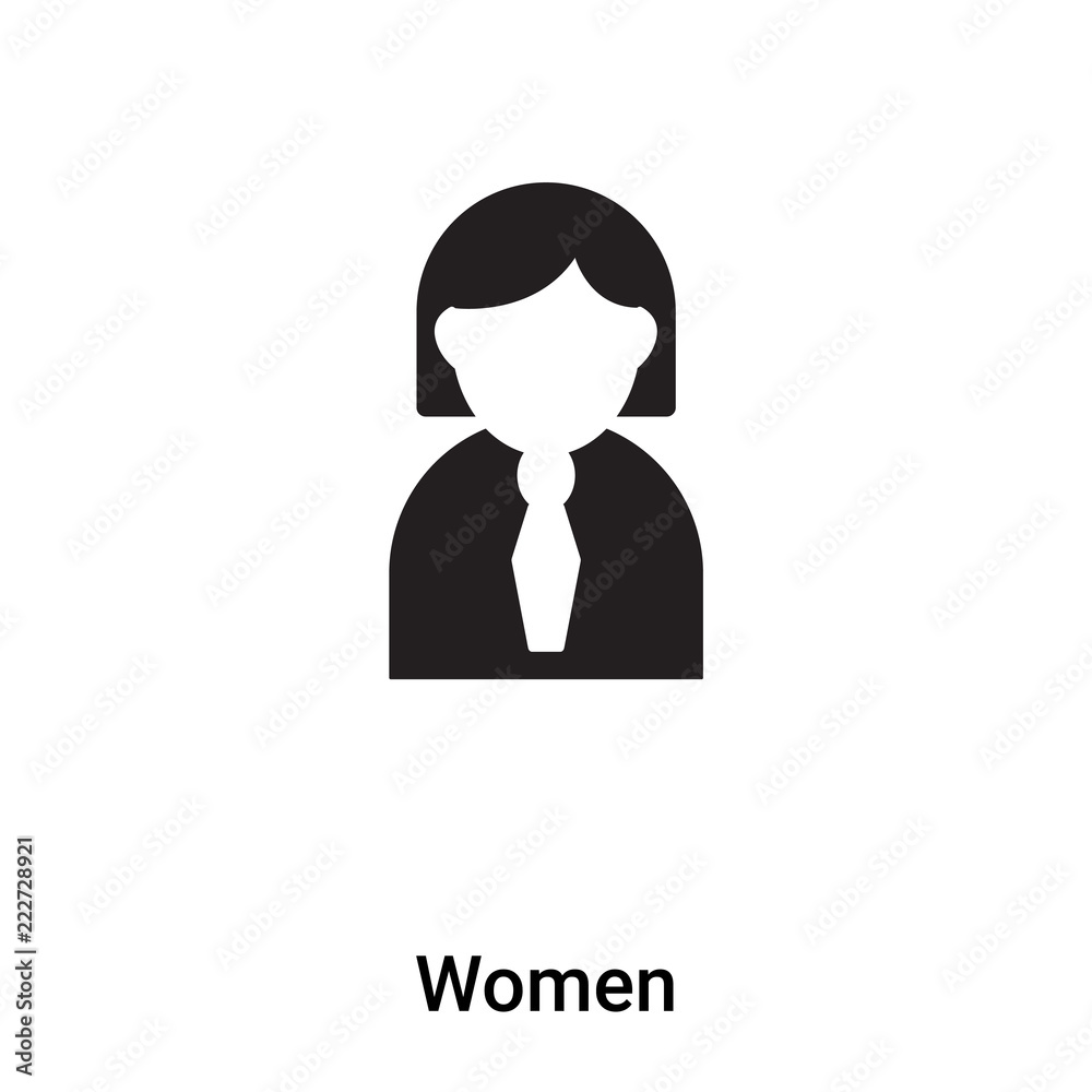 Women icon vector isolated on white background, logo concept of Women sign on transparent background, black filled symbol