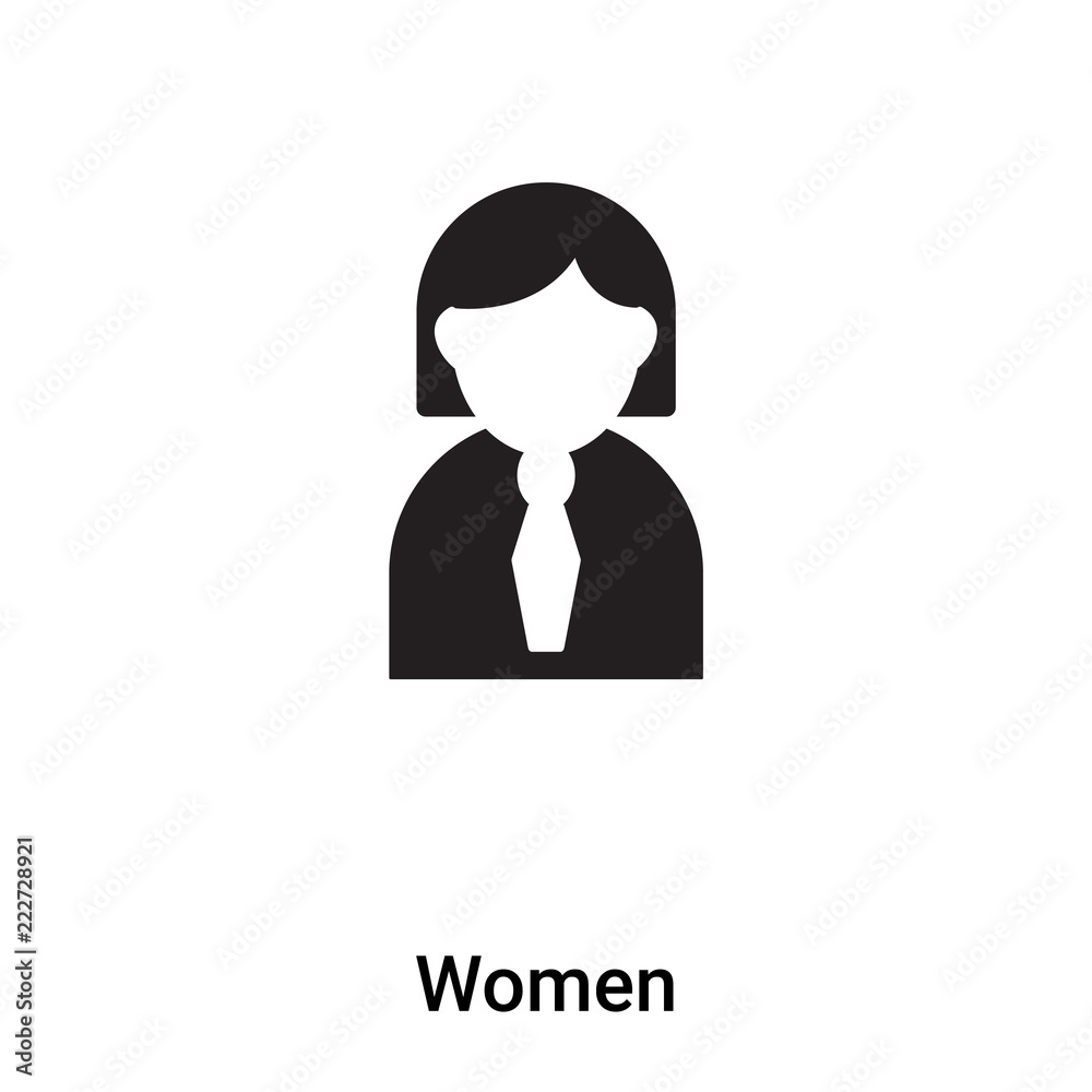 Women icon vector isolated on white background, logo concept of Women sign on transparent background, black filled symbol Women icon vector isolated on white background, logo concept of Women sign on transparent background, black filled symbol