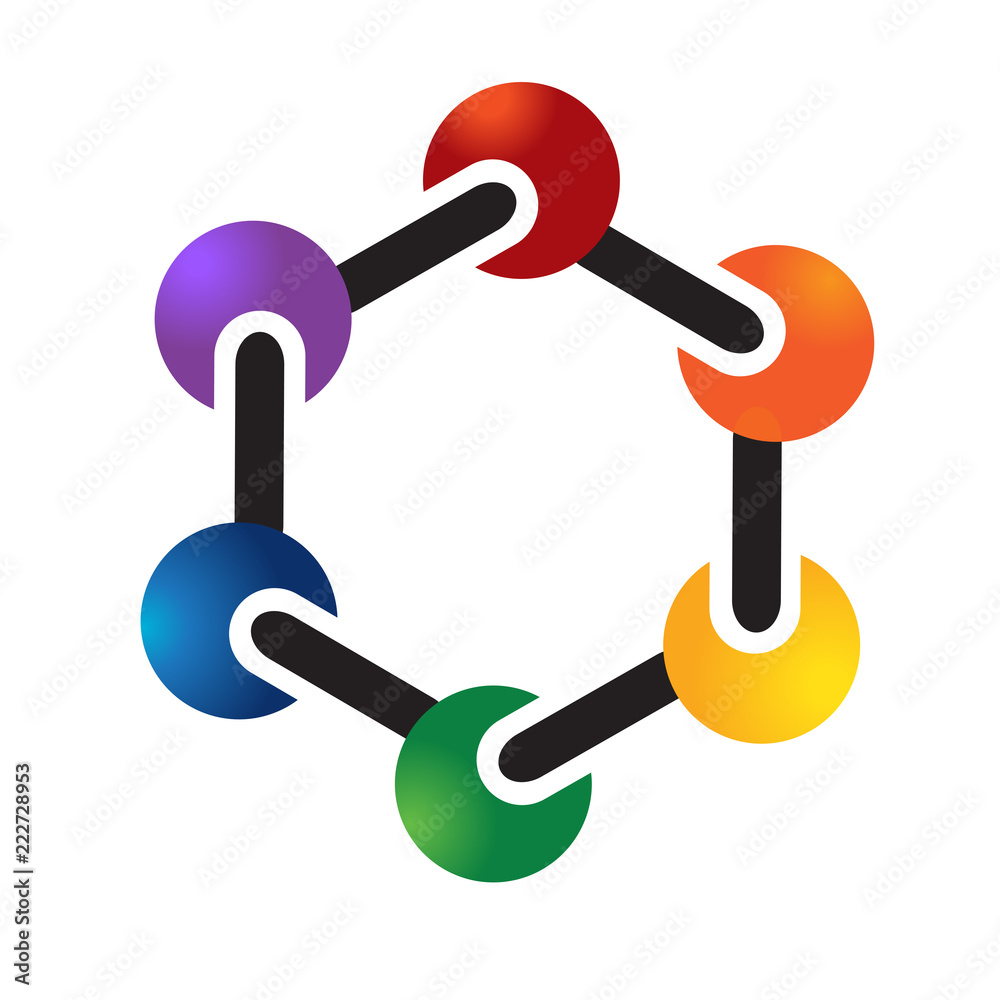 Molecule atom chemical symbol logo vector image Molecule atom chemical symbol logo vector image