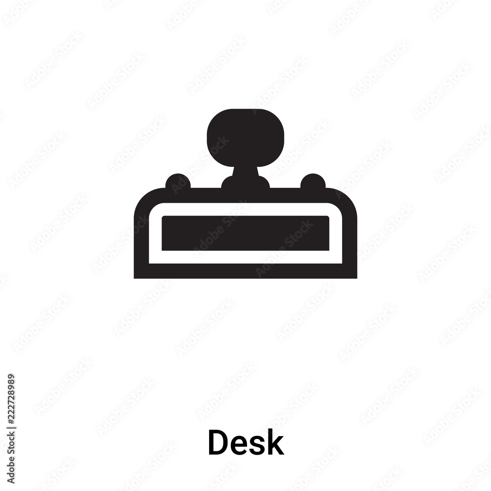 Desk icon vector isolated on white background, logo concept of Desk sign on transparent background, black filled symbol Desk icon vector isolated on white background, logo concept of Desk sign on transparent background, black filled symbol