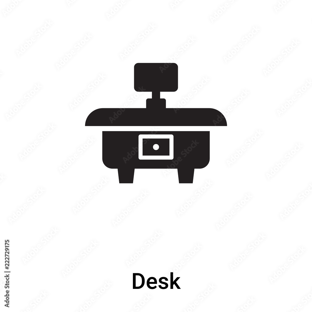 Desk icon vector isolated on white background, logo concept of Desk sign on transparent background, black filled symbol Desk icon vector isolated on white background, logo concept of Desk sign on transparent background, black filled symbol