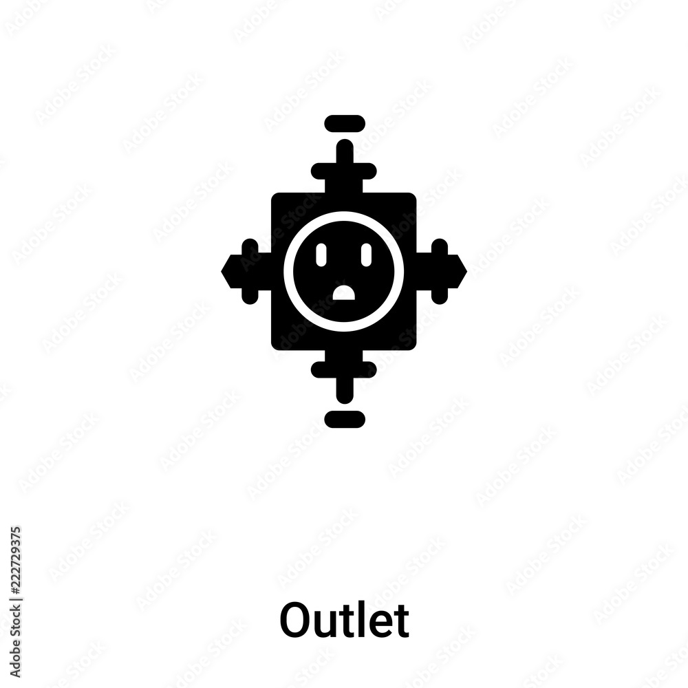 Outlet icon vector isolated on white background, logo concept of Outlet sign on transparent background, black filled symbol Outlet icon vector isolated on white background, logo concept of Outlet sign on transparent background, black filled symbol
