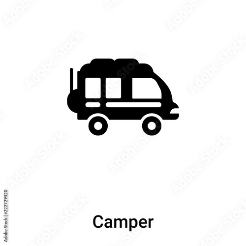 Camper icon vector isolated on white background, logo concept of Camper sign on transparent background, black filled symbol