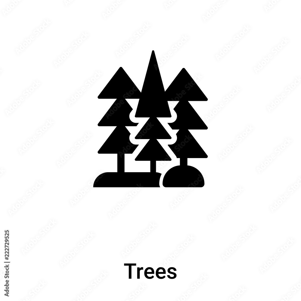 Trees icon vector isolated on white background, logo concept of Trees sign on transparent background, black filled symbol