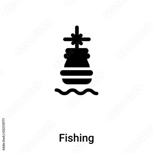 Fishing icon vector isolated on white background, logo concept of Fishing sign on transparent background, black filled symbol