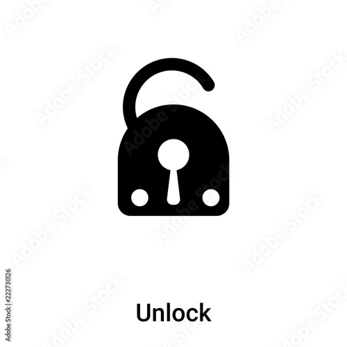 Unlock icon vector isolated on white background, logo concept of Unlock sign on transparent background, black filled symbol