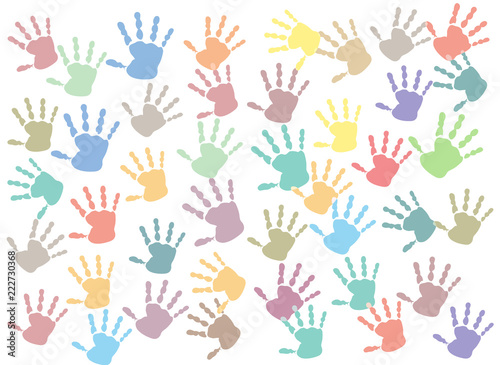 pastel colorful hand print, multi style on white background