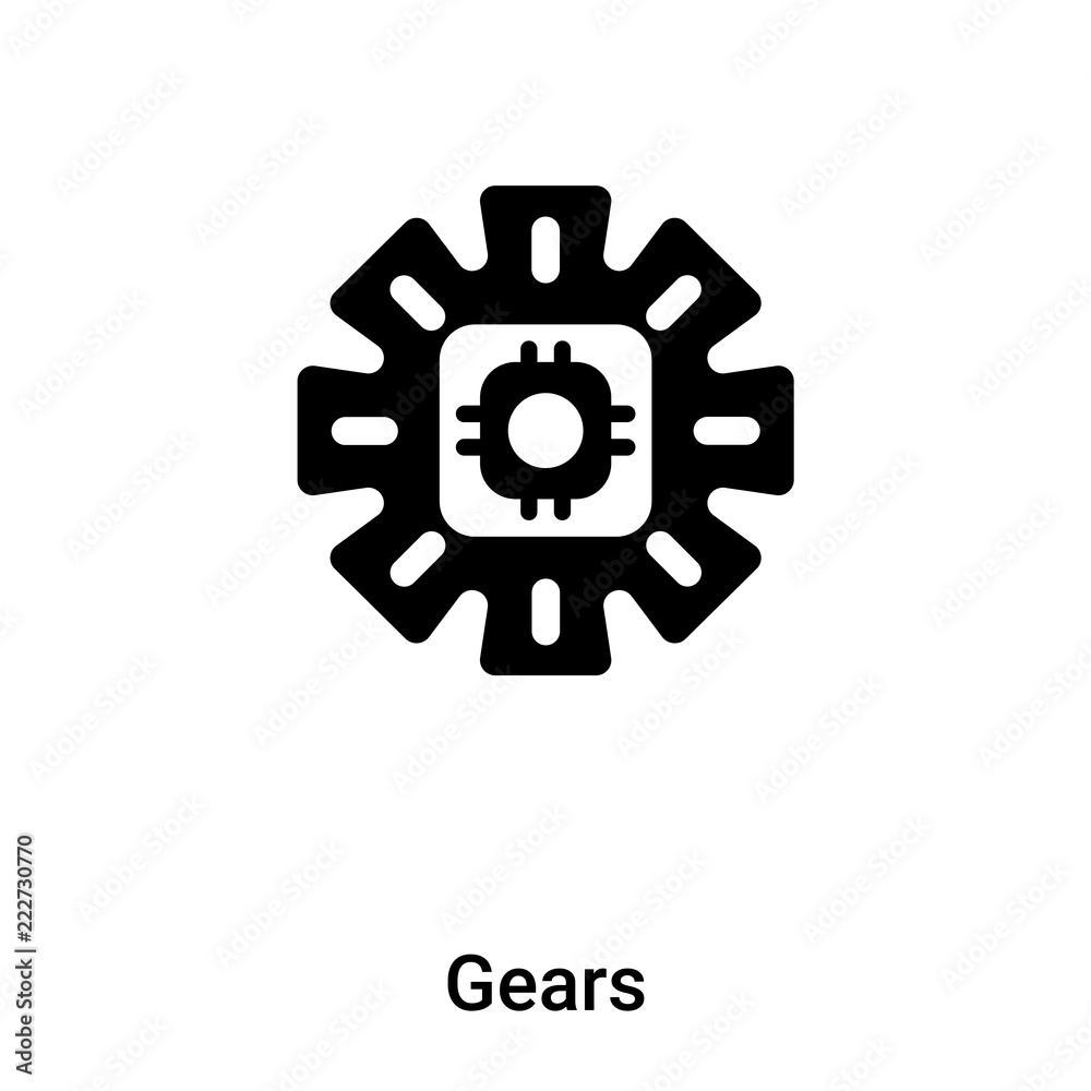 Gears icon vector isolated on white background, logo concept of Gears sign on transparent background, black filled symbol