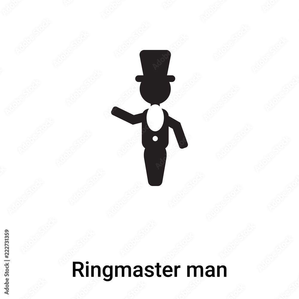 Ringmaster man icon vector isolated on white background, logo concept of Ringmaster man sign on transparent background, black filled symbol Ringmaster man icon vector isolated on white background, logo concept of Ringmaster man sign on transparent background, black filled symbol