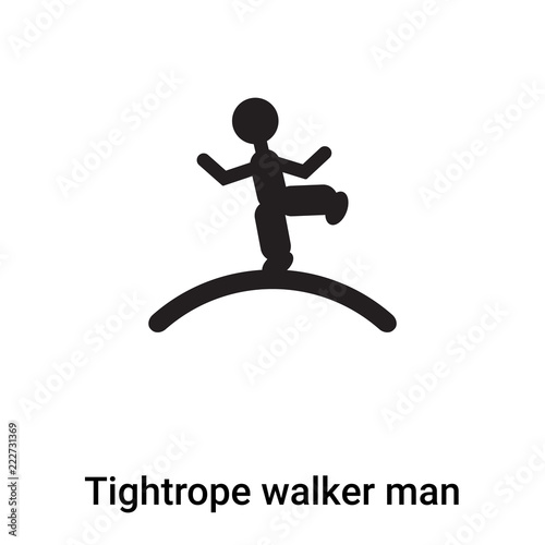 Tightrope walker man icon vector isolated on white background, logo concept of Tightrope walker man sign on transparent background, black filled symbol