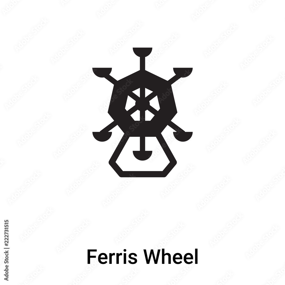 Ferris Wheel icon vector isolated on white background, logo concept of Ferris Wheel sign on transparent background, black filled symbol Ferris Wheel icon vector isolated on white background, logo concept of Ferris Wheel sign on transparent background, black filled symbol
