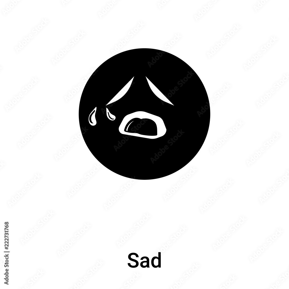 Sad icon vector isolated on white background, logo concept of Sad sign on transparent background, black filled symbol Sad icon vector isolated on white background, logo concept of Sad sign on transparent background, black filled symbol