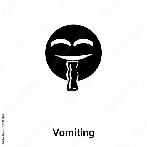 Vomiting icon vector isolated on white background, logo concept of Vomiting sign on transparent background, black filled symbol