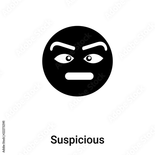 Suspicious icon vector isolated on white background, logo concept of Suspicious sign on transparent background, black filled symbol