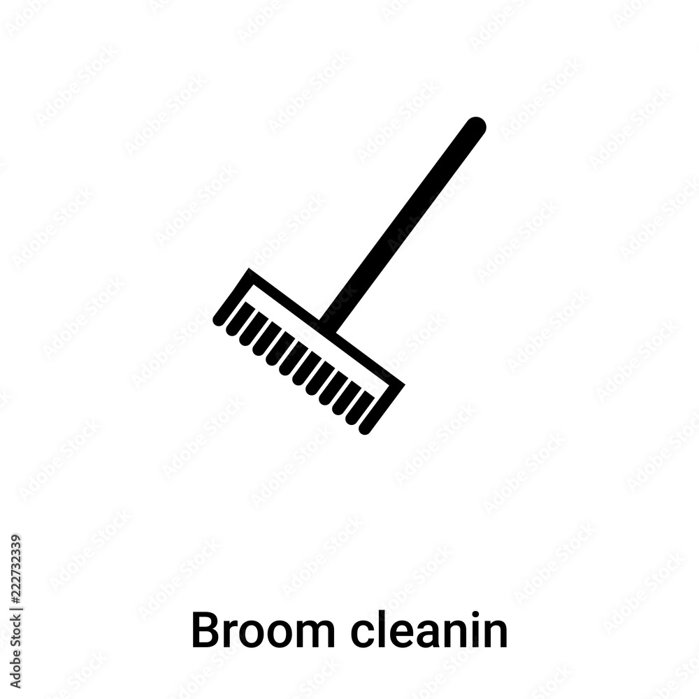 Broom cleanin icon vector isolated on white background, logo concept of Broom cleanin sign on transparent background, black filled symbol