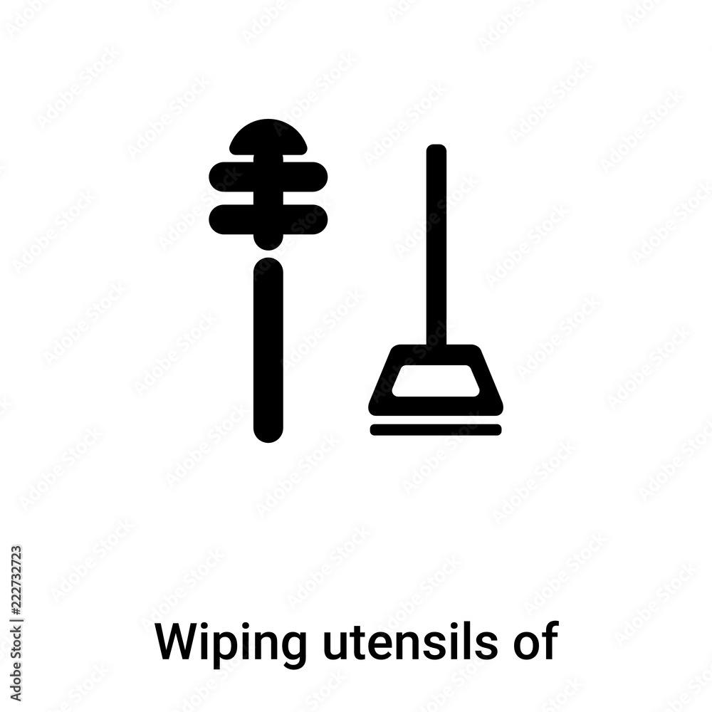 Wiping utensils of bathroom icon vector isolated on white background, logo concept of Wiping utensils of bathroom sign on transparent background, black filled symbol Wiping utensils of bathroom icon vector isolated on white background, logo concept of Wiping utensils of bathroom sign on transparent background, black filled symbol