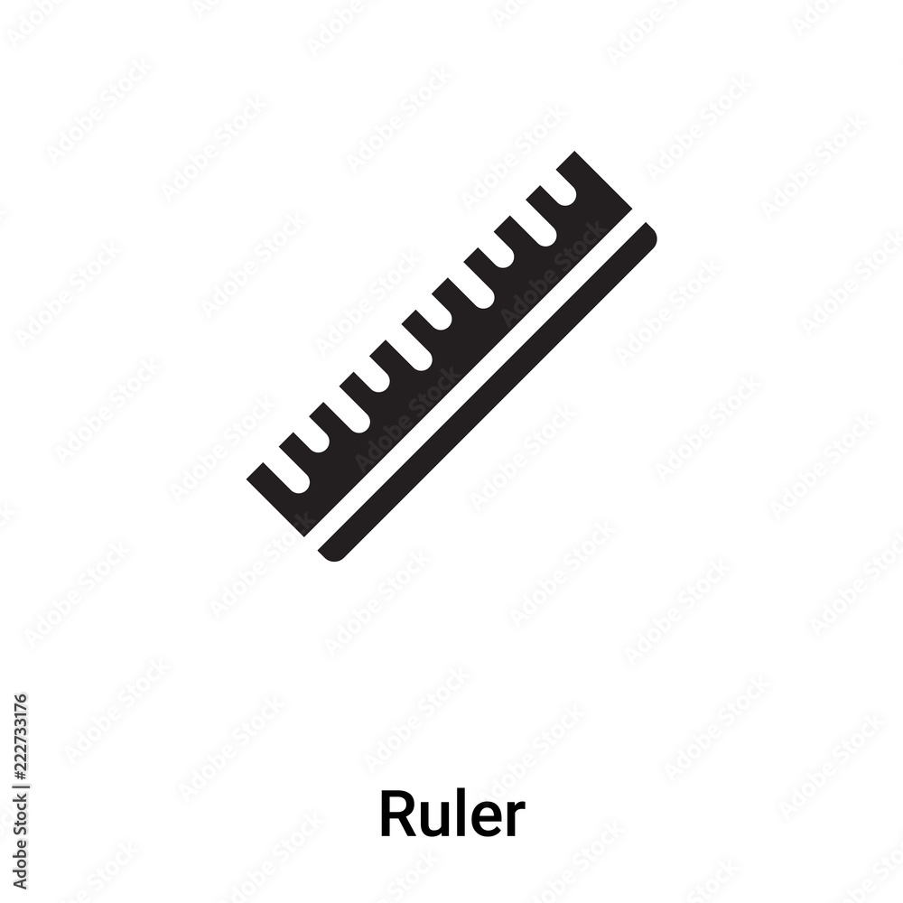 Ruler icon vector isolated on white background, logo concept of Ruler sign on transparent background, black filled symbol