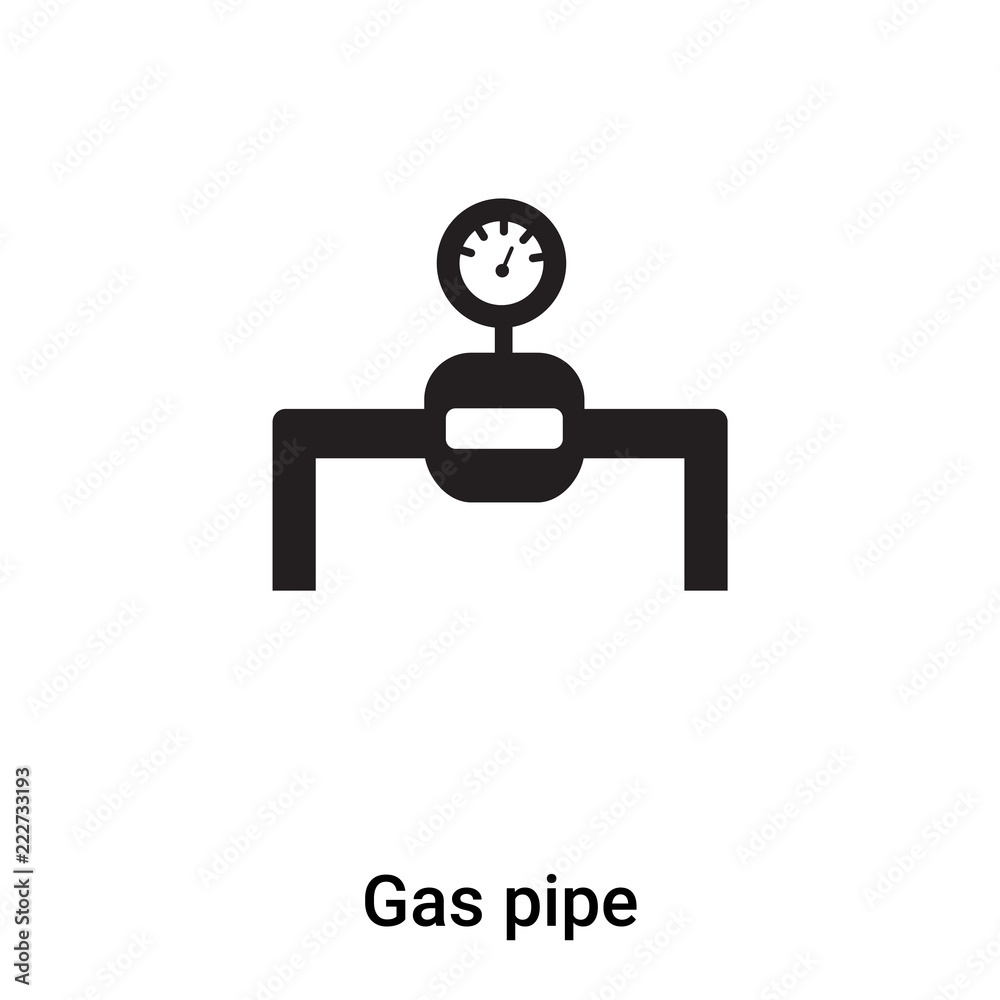 Gas pipe icon vector isolated on white background, logo concept of Gas pipe sign on transparent background, black filled symbol