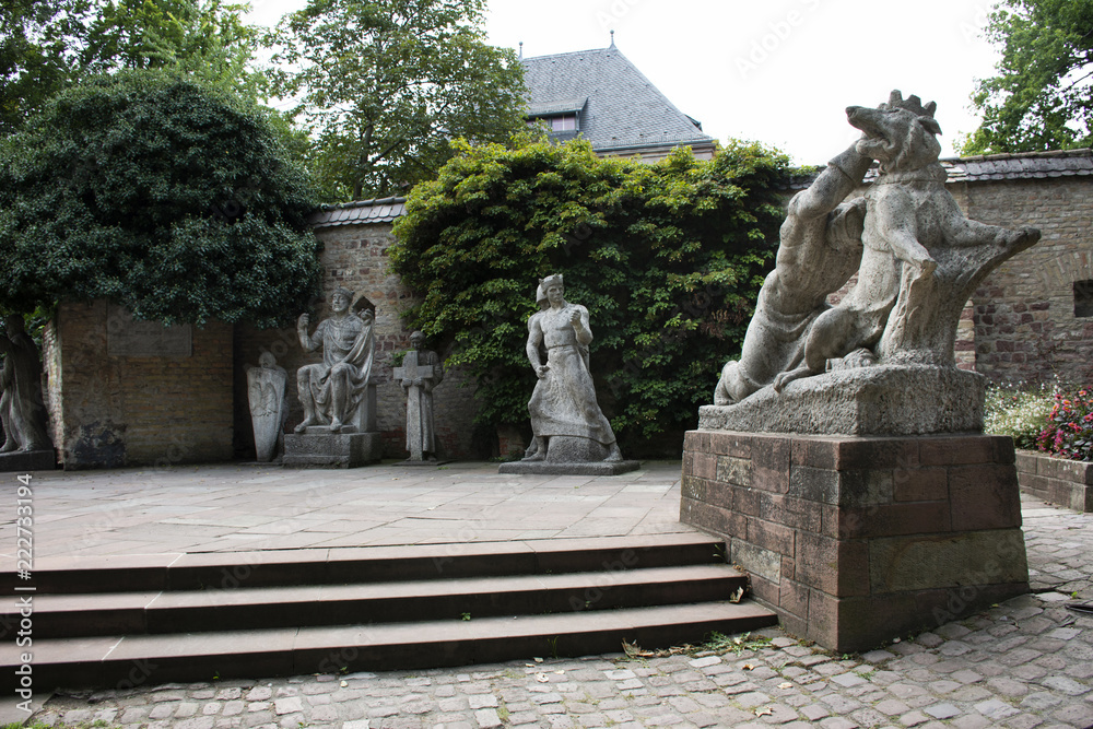 Stone statues of Domgarten Skulpturengarten at Speyer town in Rhineland-Palatinate, Germany