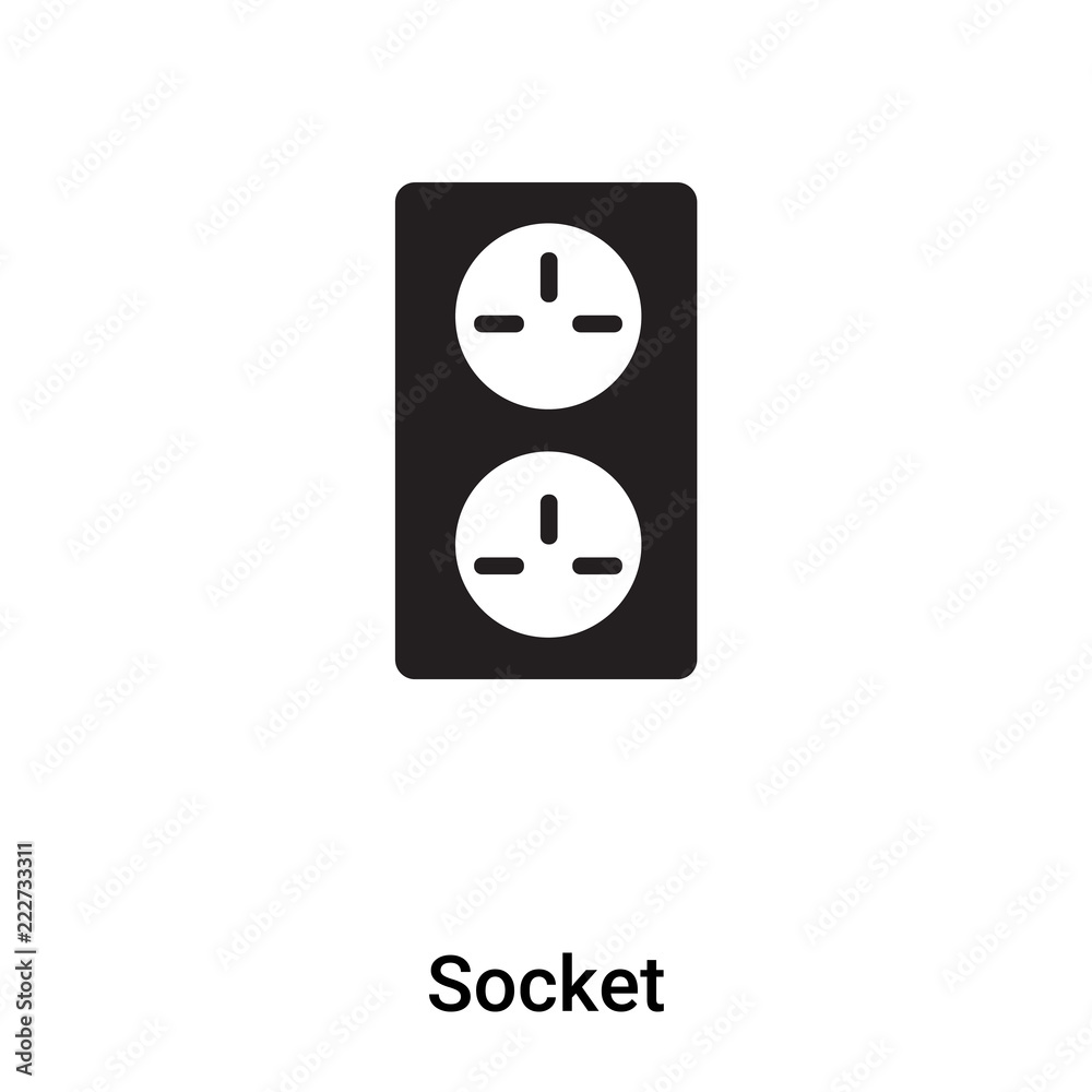 Socket icon vector isolated on white background, logo concept of Socket sign on transparent background, black filled symbol