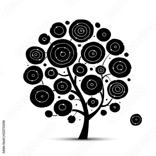 Abstract circles tree, sketch for your design