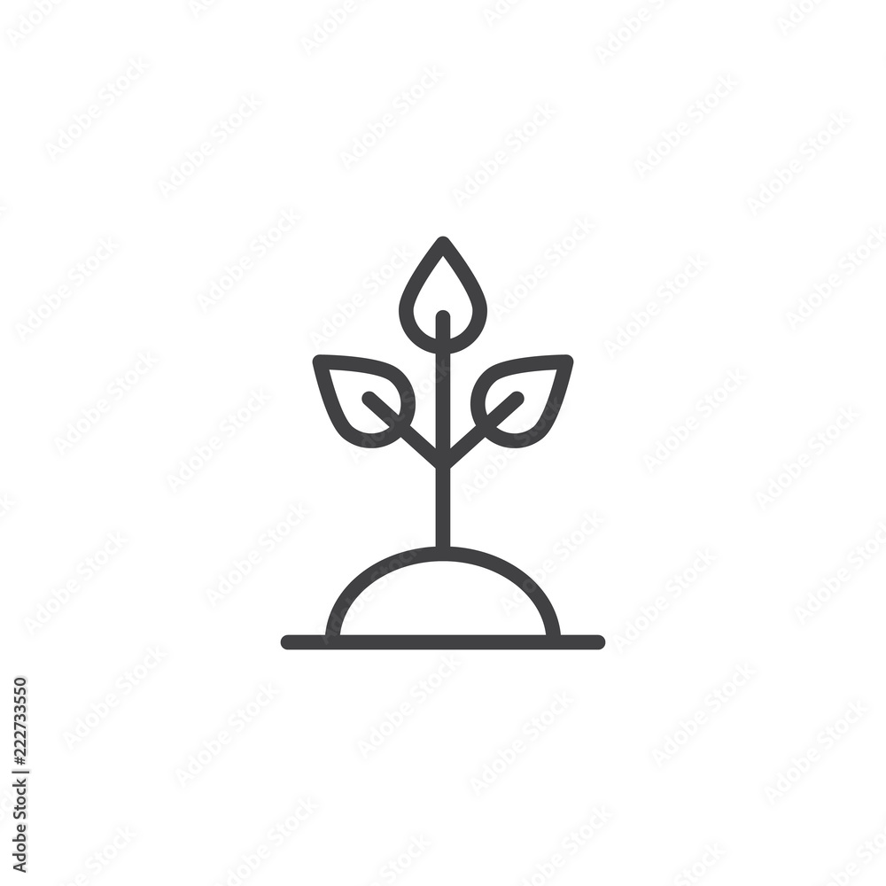 Growing Plant outline icon. linear style sign for mobile concept and web design. Plant in soil simple line vector icon. Sprout symbol, logo illustration. Pixel perfect vector graphics Growing Plant outline icon. linear style sign for mobile concept and web design. Plant in soil simple line vector icon. Sprout symbol, logo illustration. Pixel perfect vector graphics
