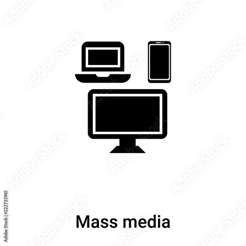 Mass media icon vector isolated on white background, logo concept of Mass media sign on transparent background, black filled symbol