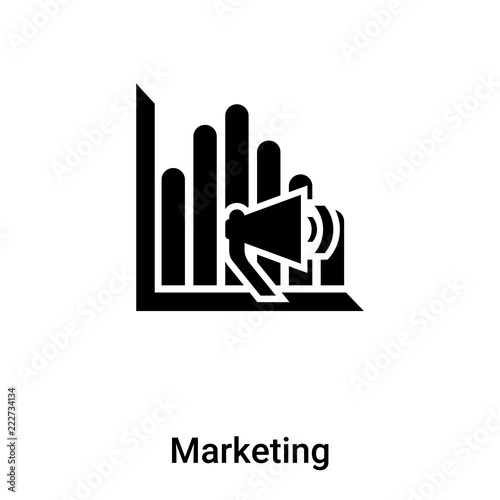 Marketing icon vector isolated on white background  logo concept of Marketing sign on transparent background  black filled symbol