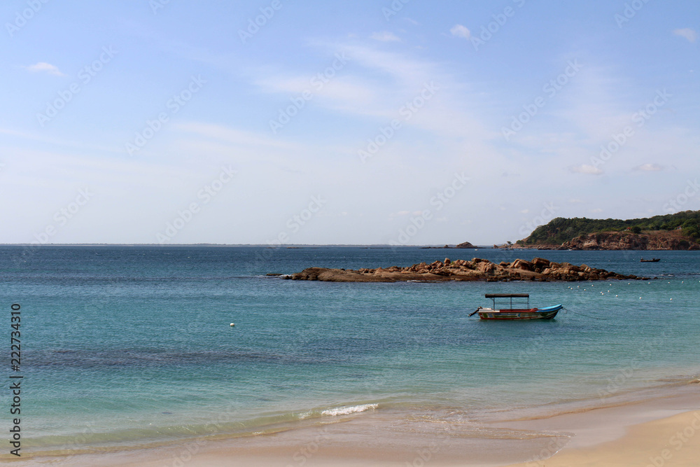 The boats are lining in the quiet sea of Dutch Bay in Trincomalee