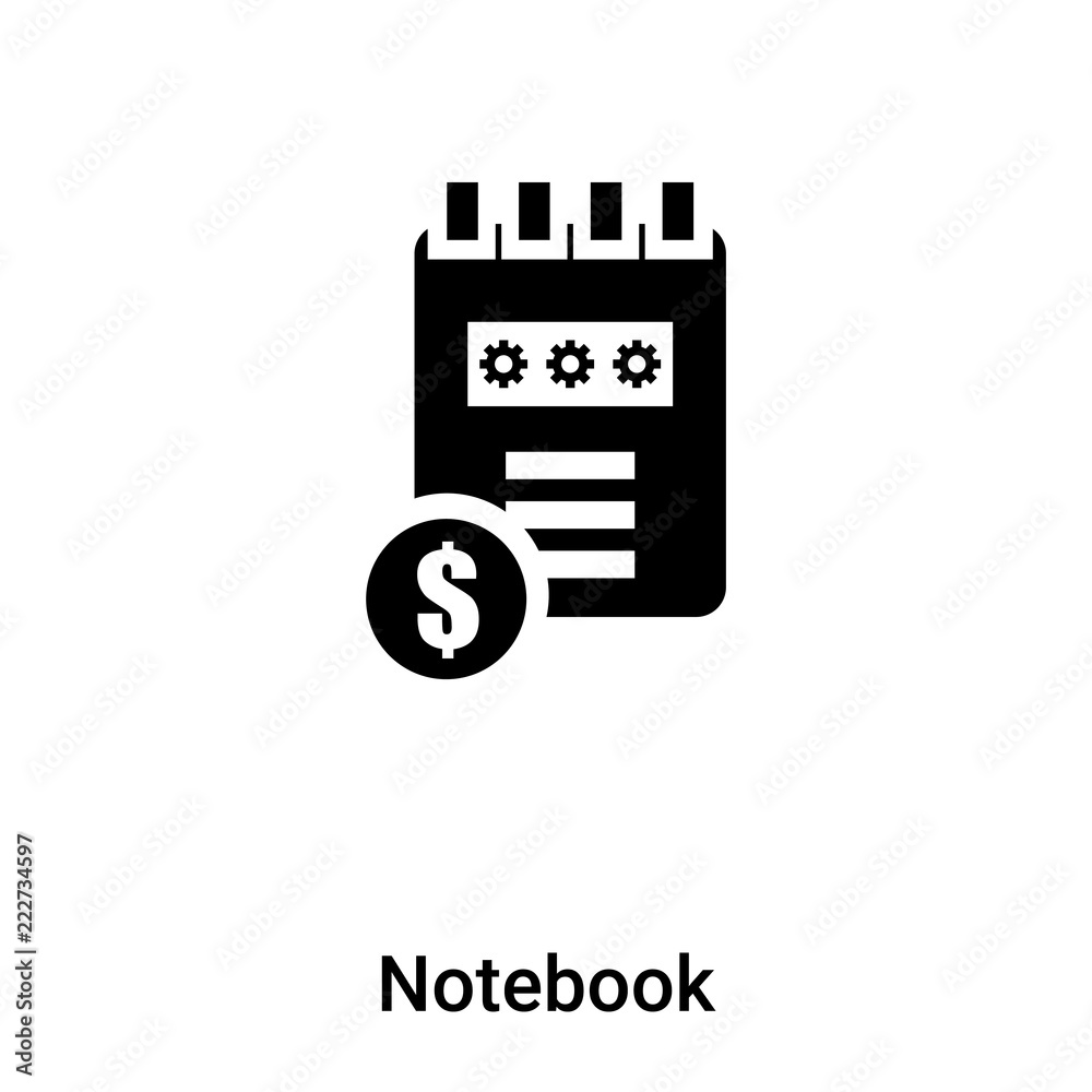 Notebook icon vector isolated on white background, logo concept of Notebook sign on transparent background, black filled symbol Notebook icon vector isolated on white background, logo concept of Notebook sign on transparent background, black filled symbol