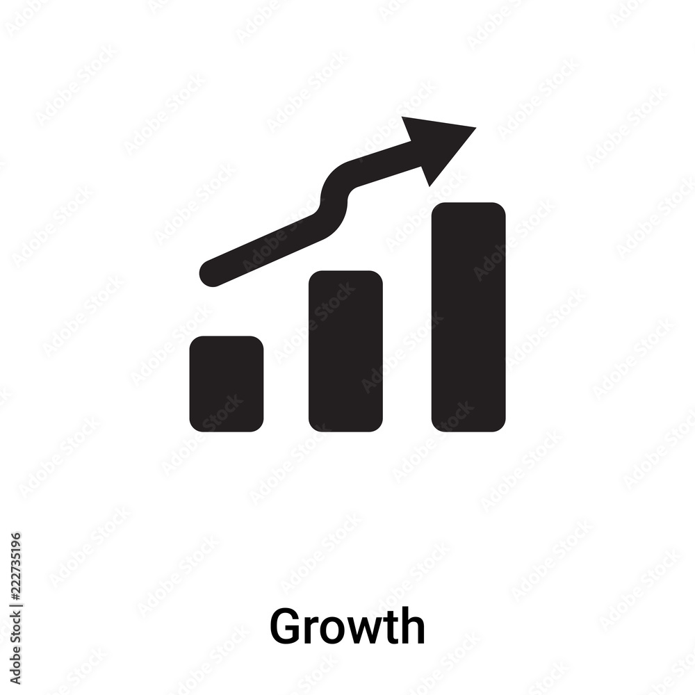 Growth icon vector isolated on white background, logo concept of Growth sign on transparent background, black filled symbol Growth icon vector isolated on white background, logo concept of Growth sign on transparent background, black filled symbol