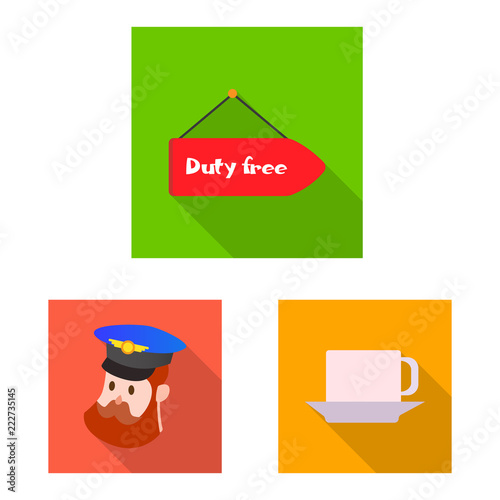 Vector design of airport and airplane logo. Set of airport and plane stock vector illustration.