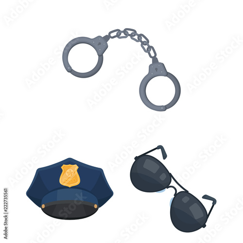 Police, Department cartoon icons in set collection for design.Detective and accessories vector symbol stock web illustration.